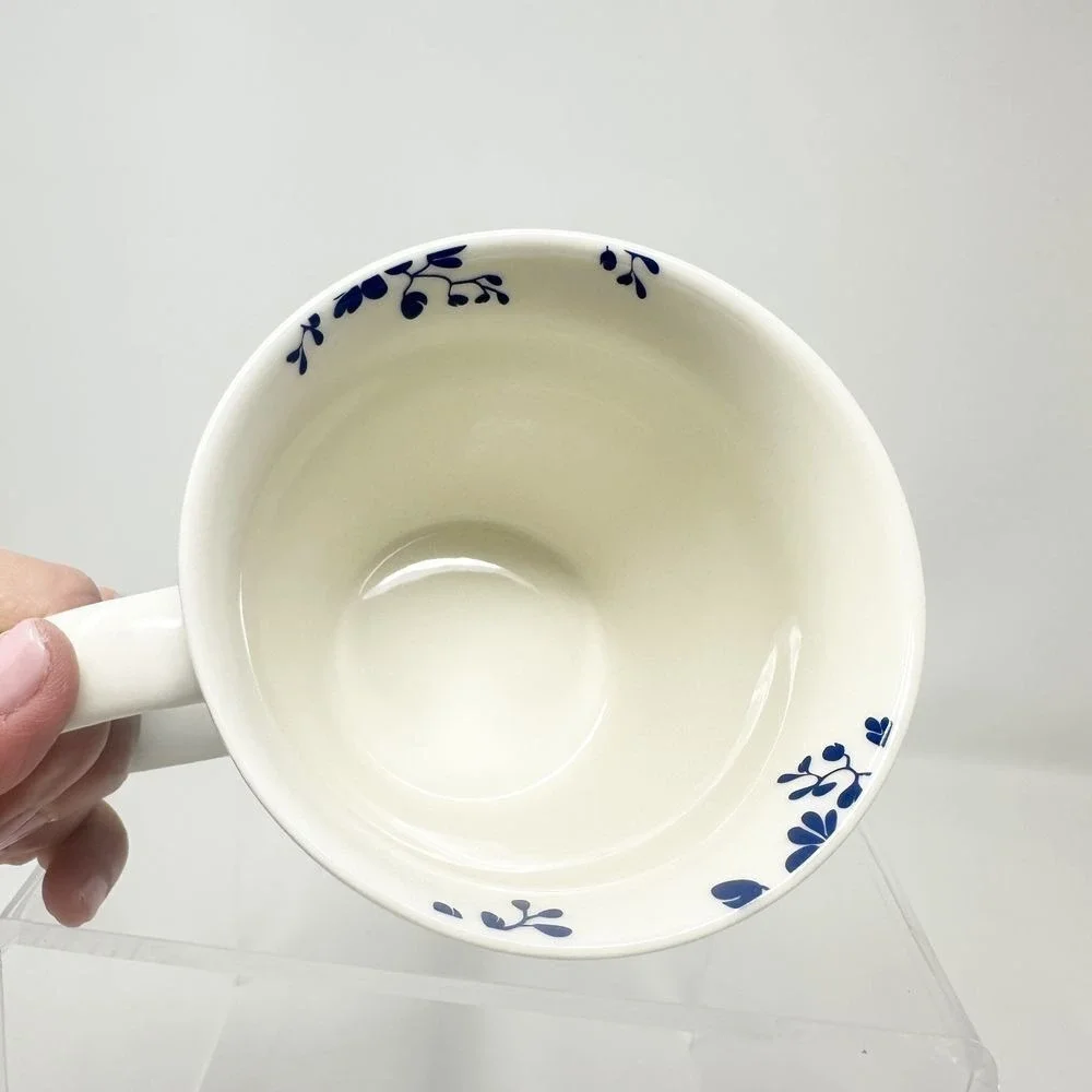 VERY RARE Starbucks Japanese Mug with Lanterns and Floral Motif Blue Yellow Gold